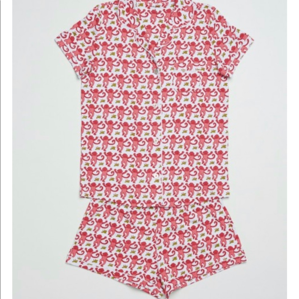 roller rabbit pink monkey pajamas